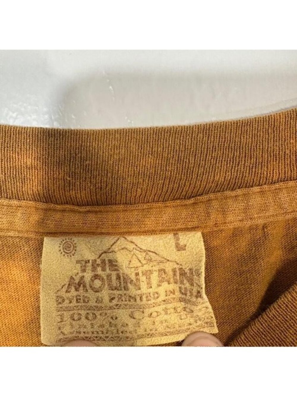 Vintage The Mountain Shirt Mens Large Brown Tie Dye Bear Native Graphic 1999 90s - Picture 3 of 7